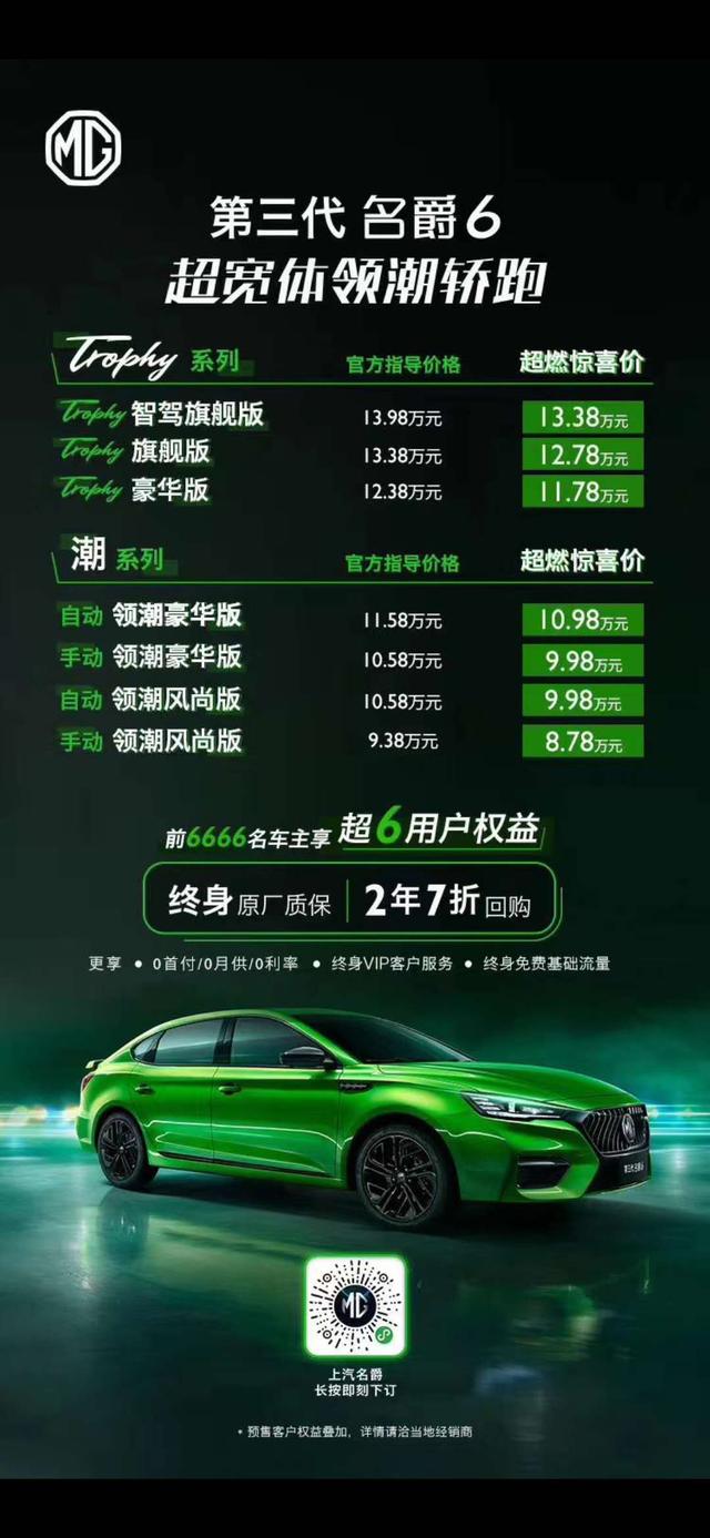 第三代名爵6上市 8.78-13.38万元 第三代名爵6 PHEV开启预售