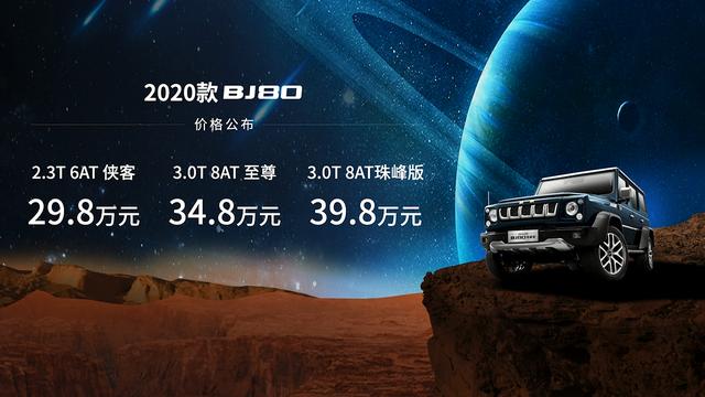 售价29.8-39.8万元,2020款BJ80推动中国越野SUV高端进化